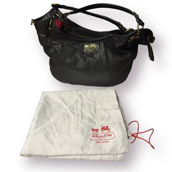 Coach 15958 Madison Black Leather Large Convertible Shoulder Bag‎